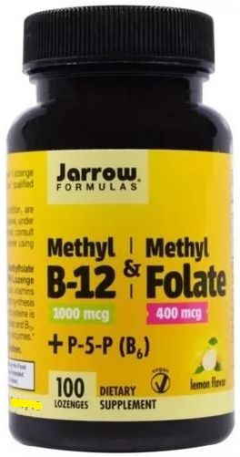 Vitamina B12 Metilcobalamina 1000 + Metilfolato 400 Jarrow 100 comprimidos