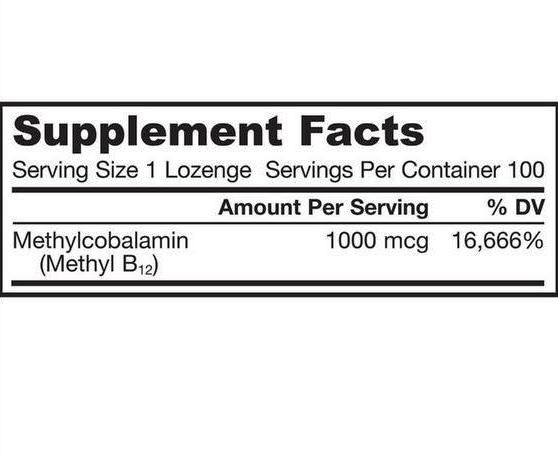 A.VITAMINA B12 METILCOBALAMINA SUBLINGUAL 1000 mcg IDEAL PARA VEGETARIANOS